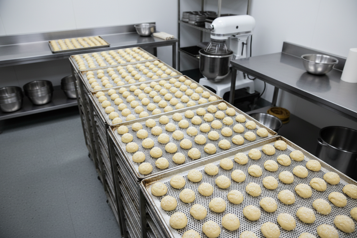 Pâtons sur plateaux prêts à cuire